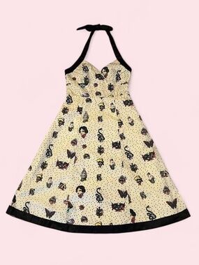 Vintage 90s Halter Dress Sailor Tattoo Flash Sheet Sweetheart Cotton Rockabilly